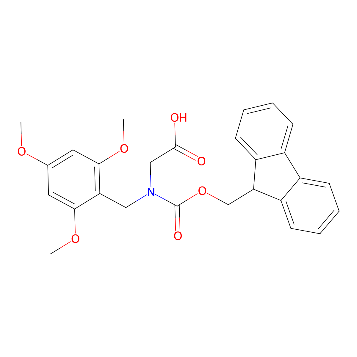 N-Fmoc-N-(2,4,6-trimethoxybenzyl)glycine molecular structure, CAS 166881-43-2