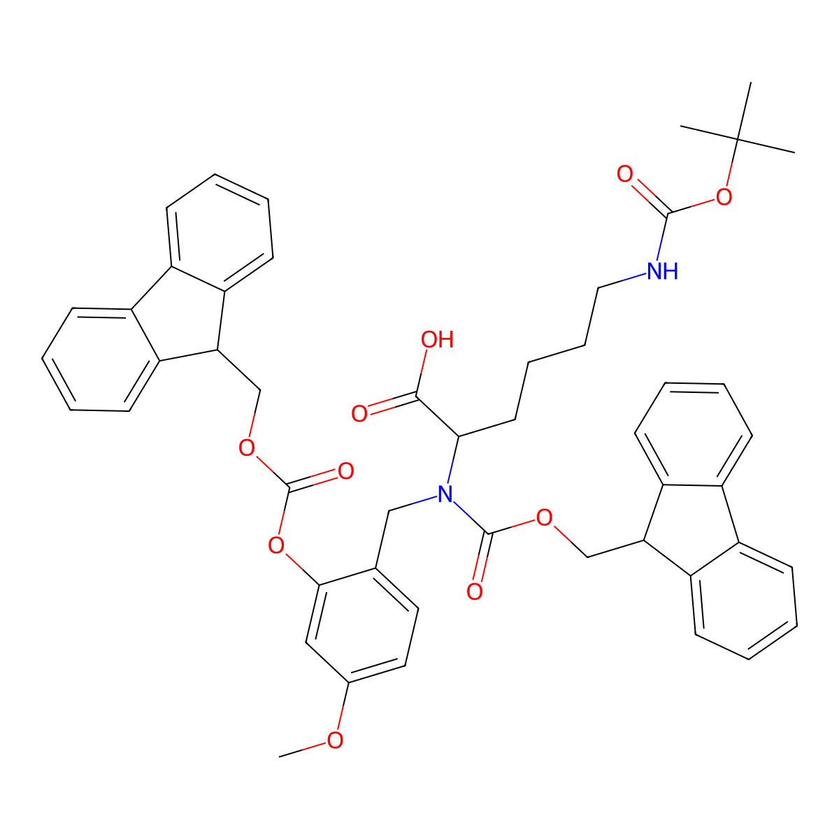 Fmoc-(fmochmb)lys(boc)-OH molecular structure, CAS 166881-56-7