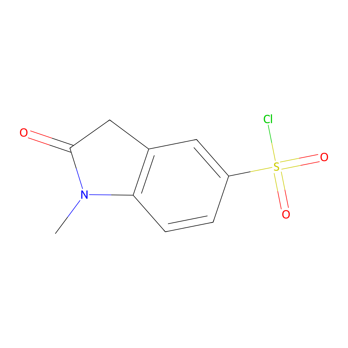 1-Methyl-2-oxo-2,3-dihydro-1H-indole-5-sulfonyl chloride molecular structure, CAS 166883-20-1