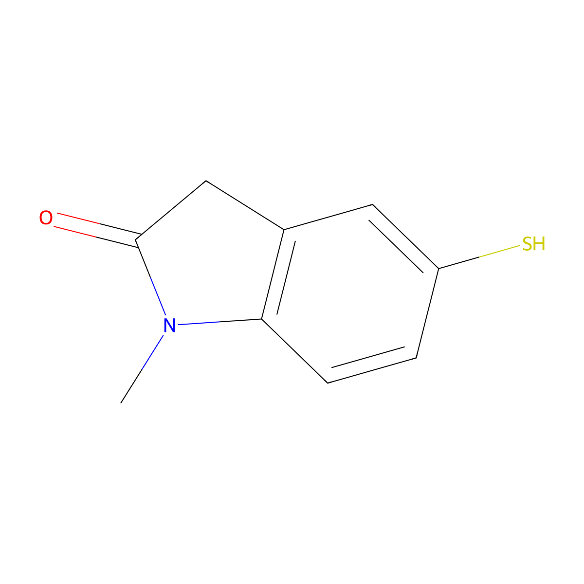 1-methyl-5-sulfanyl-2,3-dihydro-1H-indol-2-one molecular structure, CAS 166883-22-3