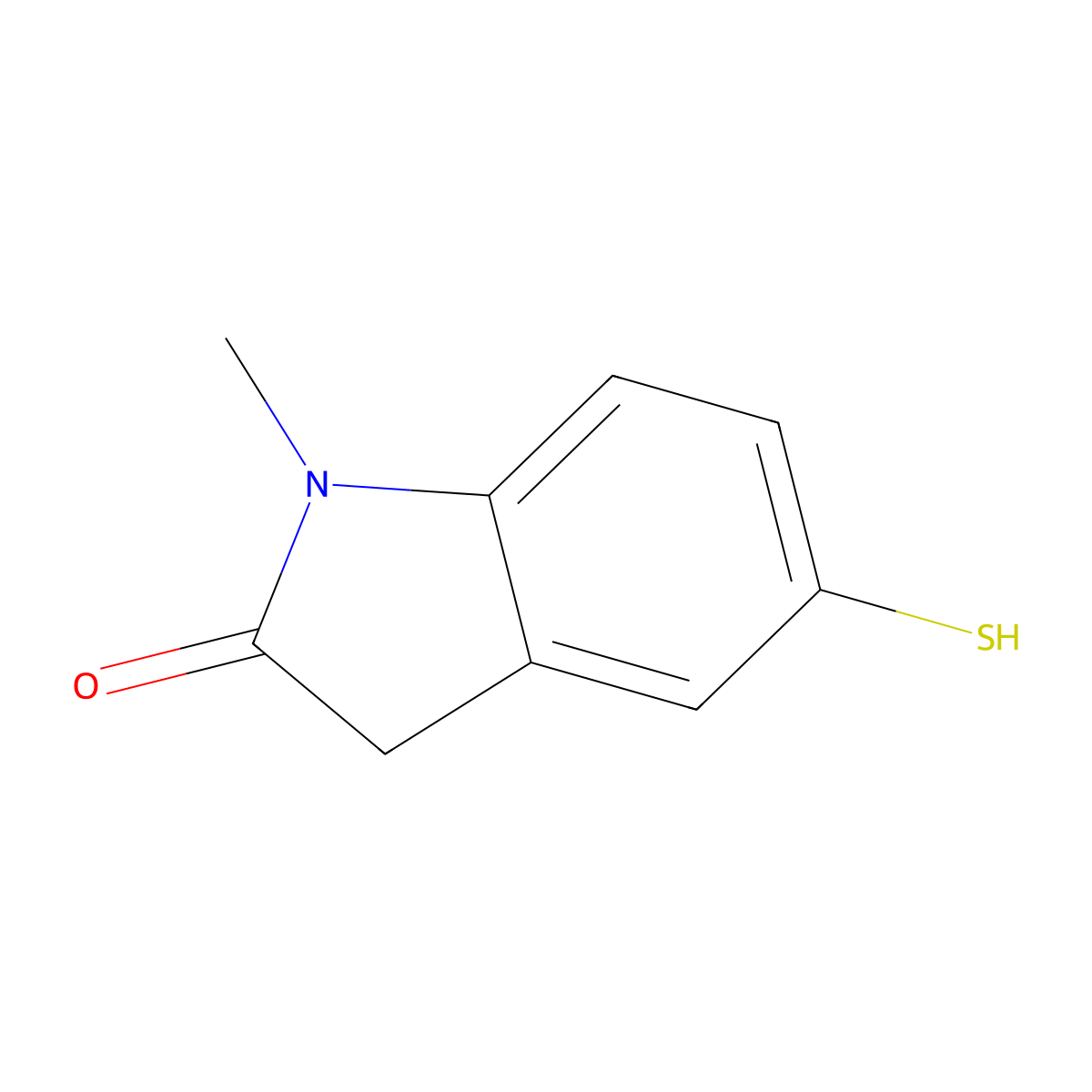1-methyl-5-sulfanyl-2,3-dihydro-1H-indol-2-one molecular structure, CAS 166883-22-3