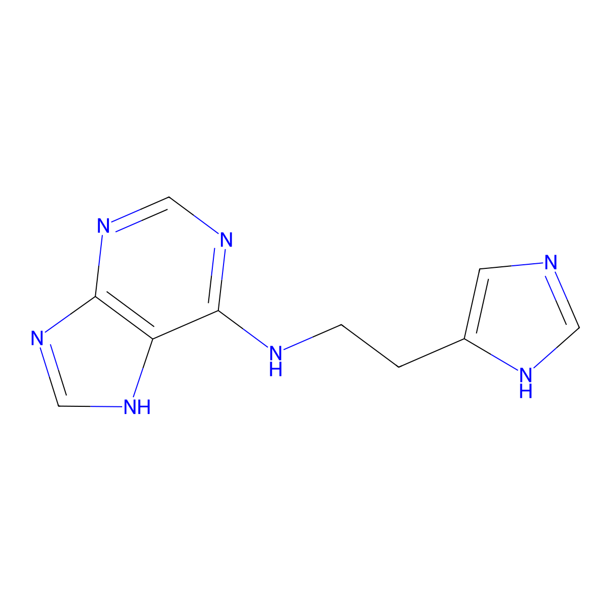 N-(2-(1H-Imidazol-5-yl)ethyl)-9H-purin-6-amine molecular structure, CAS 1669-86-9