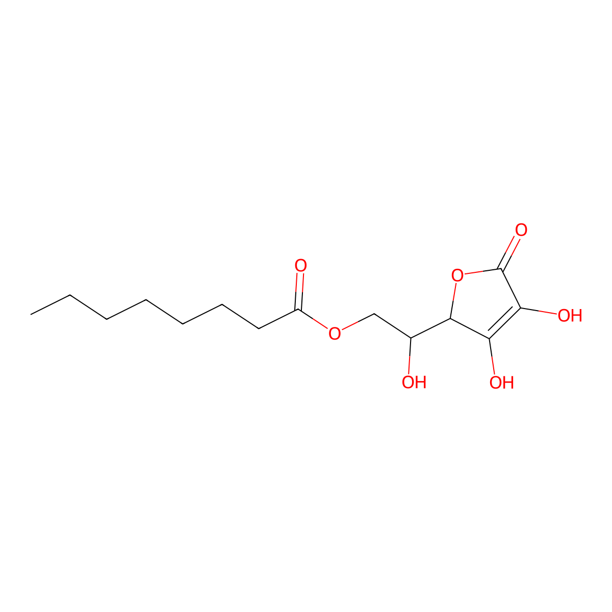 6-O-Octanoyl-L-ascorbic acid molecular structure, CAS 16690-38-3
