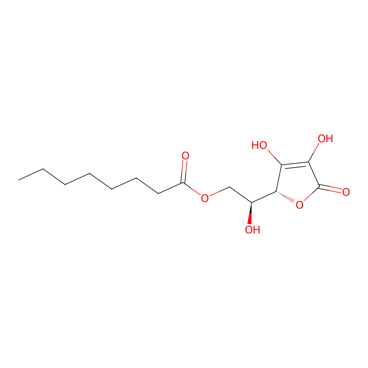 6-O-Octanoyl-L-ascorbic acid molecular structure, CAS 16690-38-3