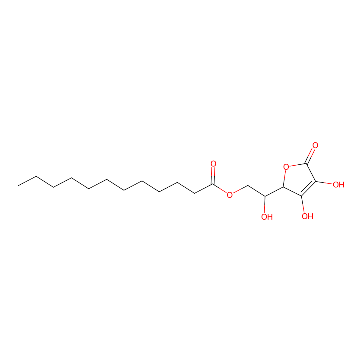 Ascorbyl monolaurate molecular structure, CAS 16690-40-7