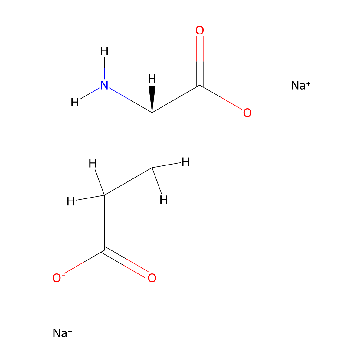 Disodium glutamate molecular structure, CAS 16690-92-9
