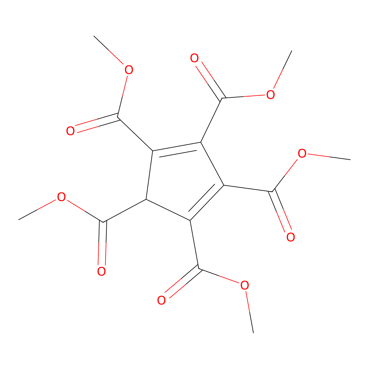 Pentamethyl cyclopentadiene-1,2,3,4,5-pentacarboxylate molecular structure, CAS 16691-59-1