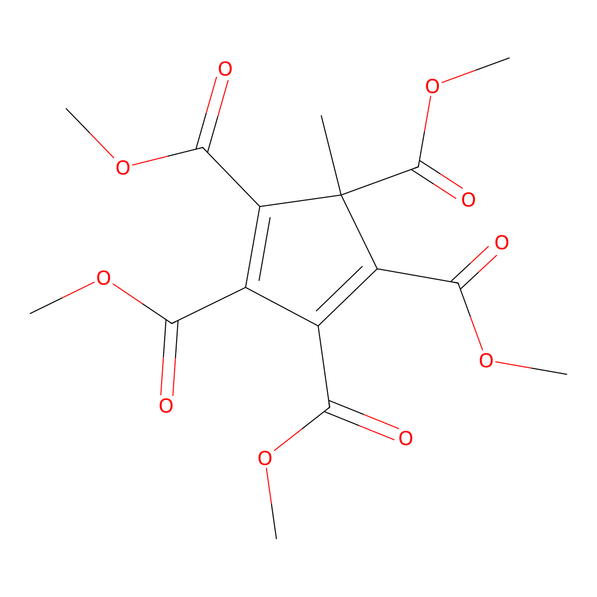 Pentamethyl 5-methylcyclopenta-1,3-diene-1,2,3,4,5-pentacarboxylate molecular structure, CAS 16691-60-4