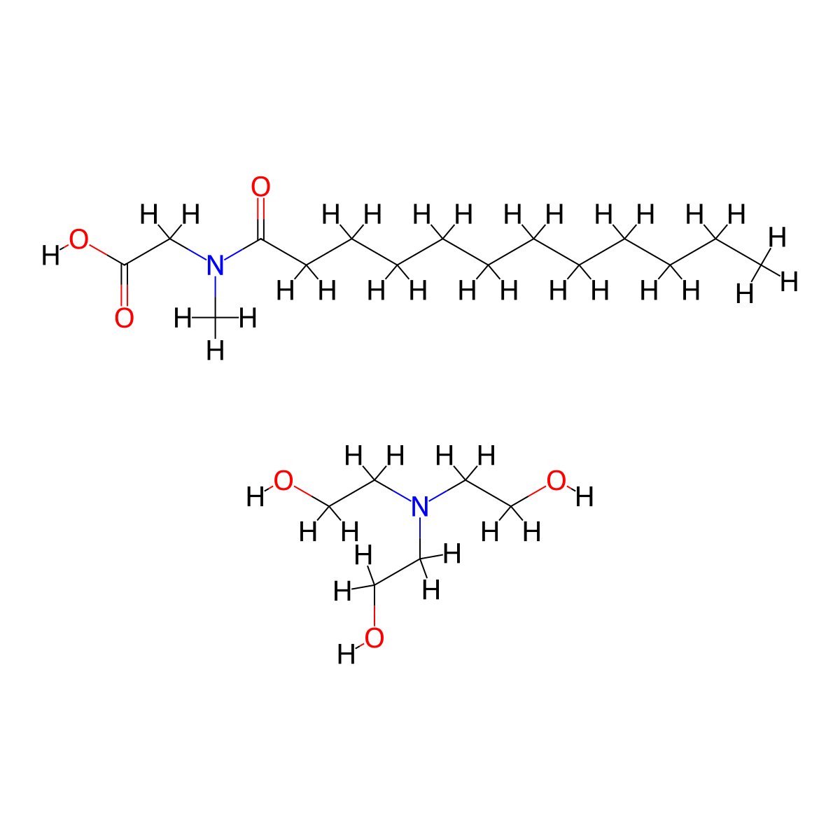 Triethanolamine lauroylsarcosinate molecular structure, CAS 16693-53-1