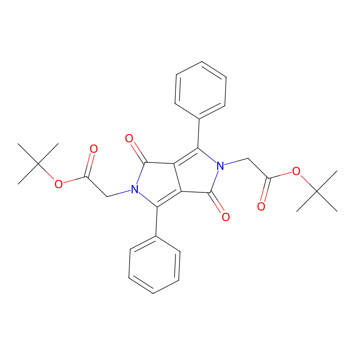 Di-tert-butyl 2,2'-(1,4-dioxo-3,6-diphenylpyrrolo[3,4-c]pyrrole-2,5(1h,4h)-diyl)diacetate molecular structure, CAS 1669409-49-7