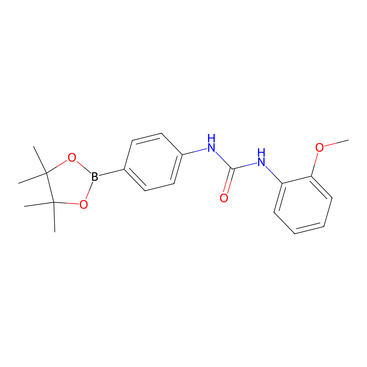 Urea, N-(2-methoxyphenyl)-N'-[4-(4,4,5,5-tetramethyl-1,3,2-dioxaborolan-2-yl)phenyl]- molecular structure, CAS 1669414-61-2