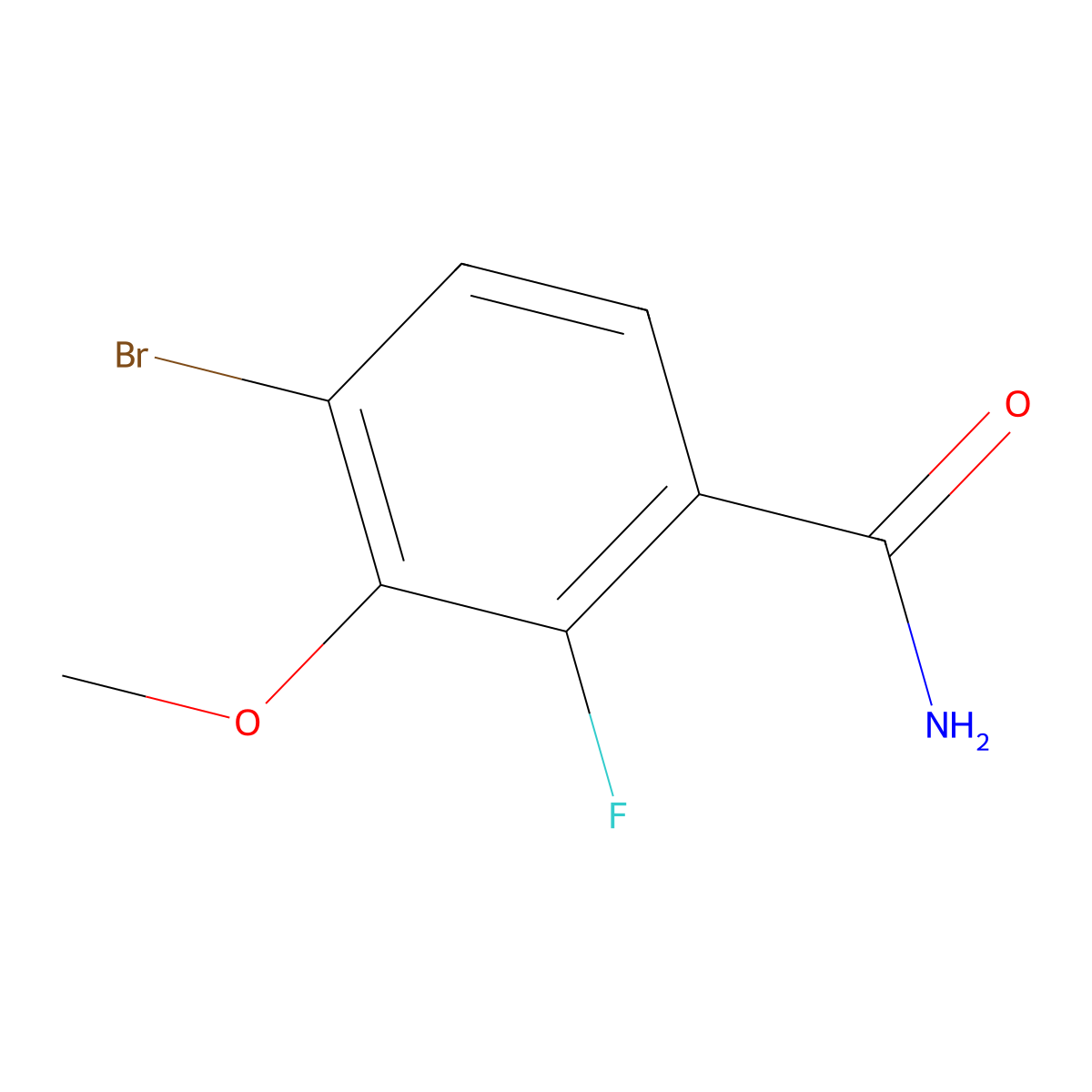 4-Bromo-2-fluoro-3-methoxybenzamide molecular structure, CAS 1669435-84-0