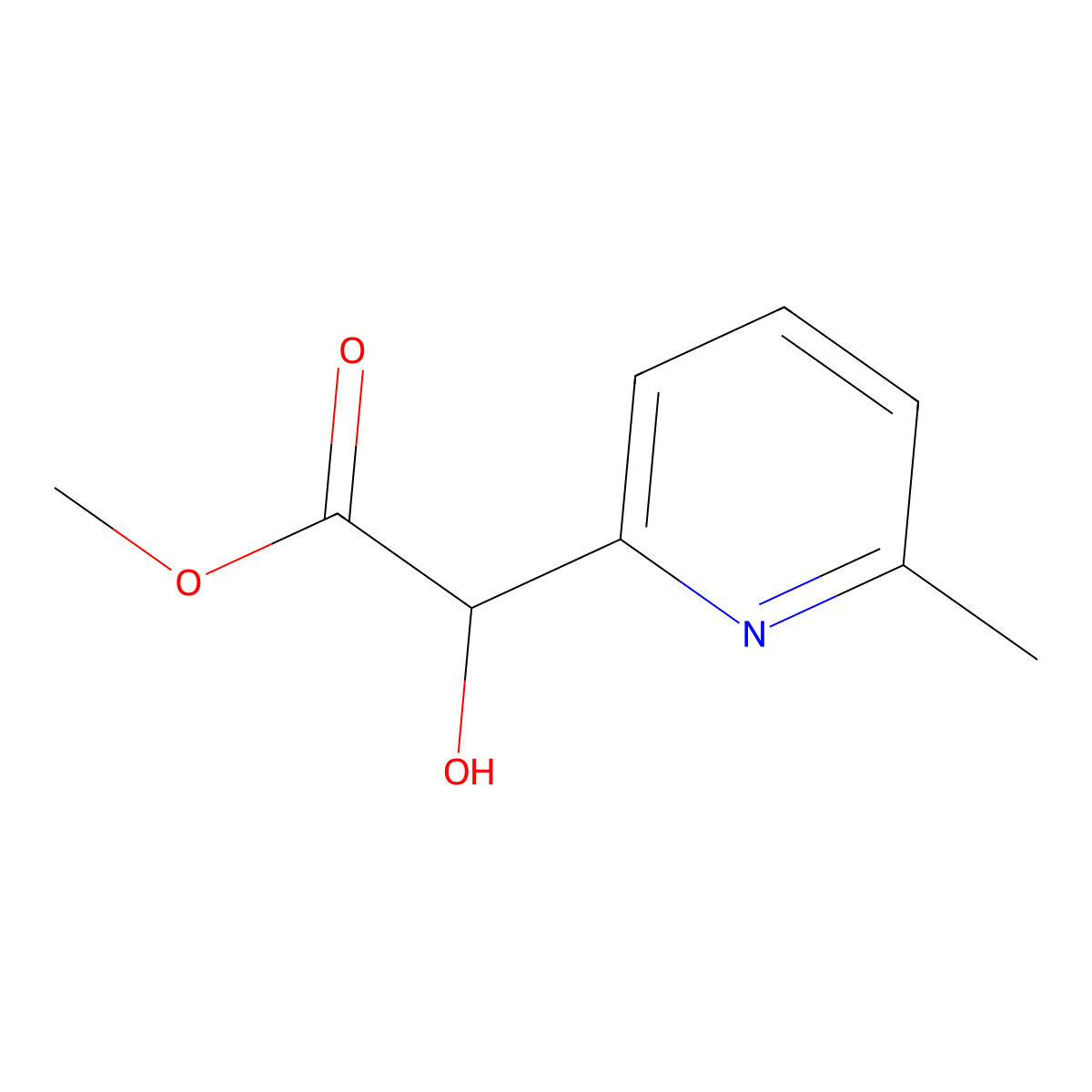 Methyl 2-hydroxy-2-(6-methylpyridin-2-yl)acetate molecular structure, CAS 1669439-28-4
