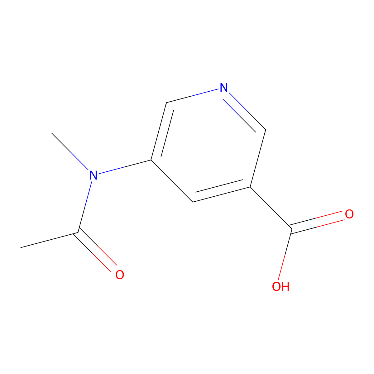 5-(N-methylacetamido)pyridine-3-carboxylic acid molecular structure, CAS 1669441-05-7