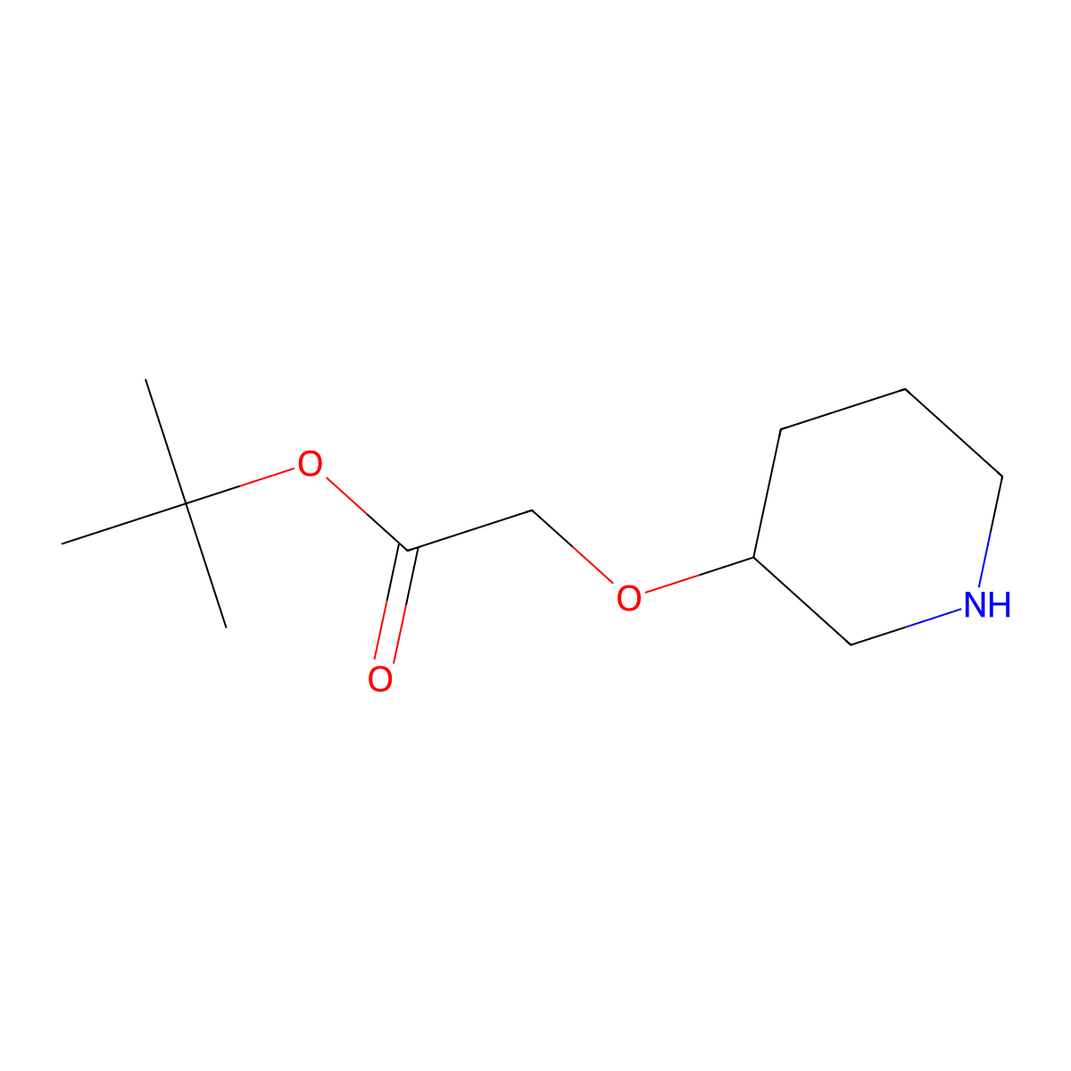 Tert-butyl 2-(piperidin-3-yloxy)acetate molecular structure, CAS 166953-53-3