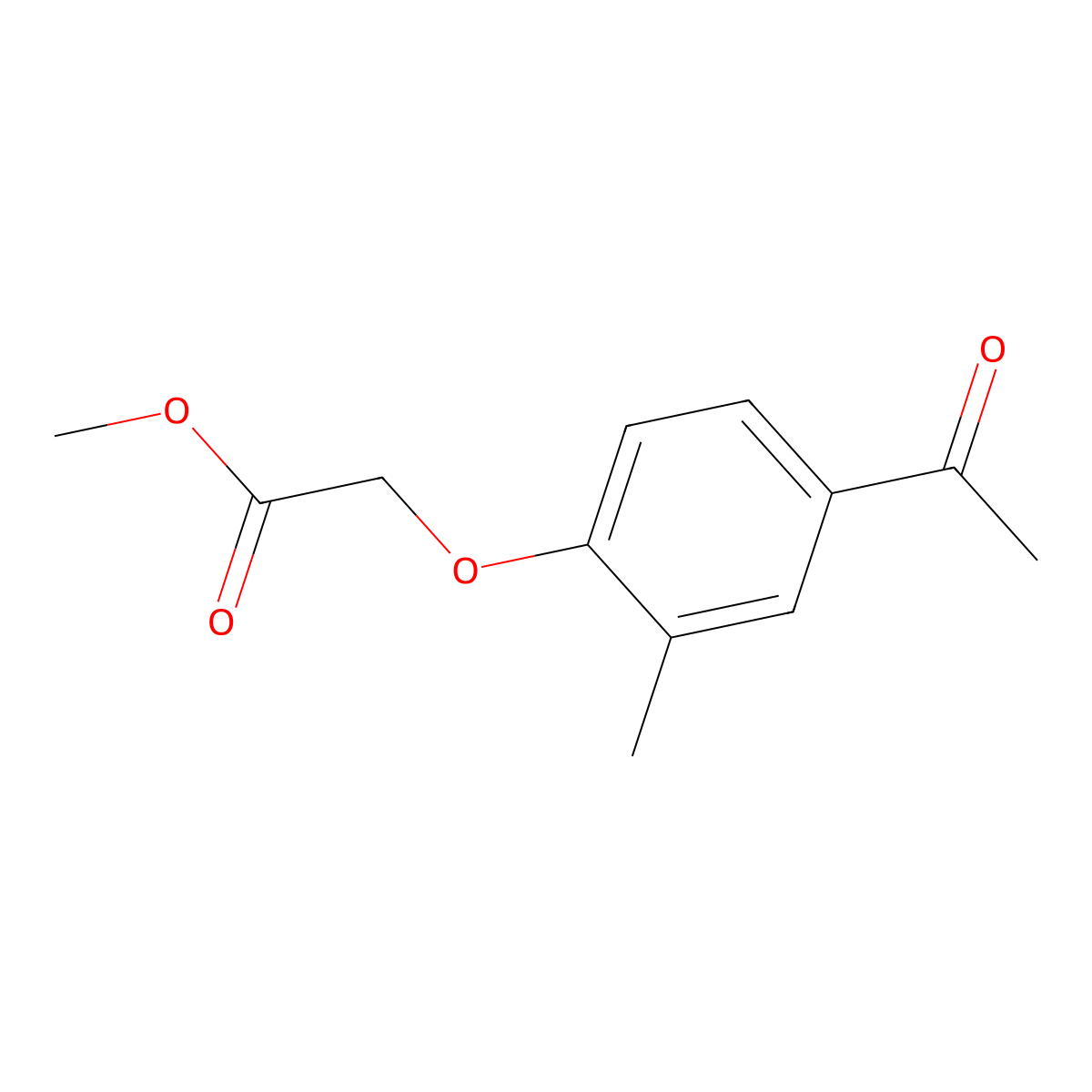 Acetic acid, 2-(4-acetyl-2-methylphenoxy)-, methyl ester molecular structure, CAS 166953-80-6