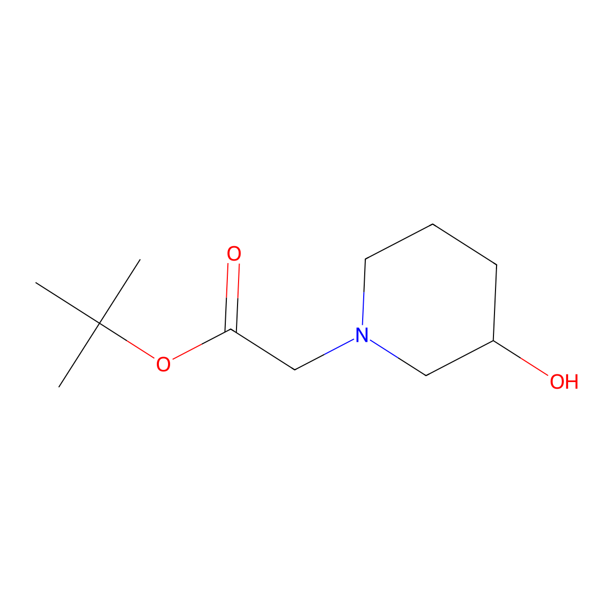 Tert-butyl 2-(3-hydroxypiperidin-1-yl)acetate molecular structure, CAS 166955-03-9