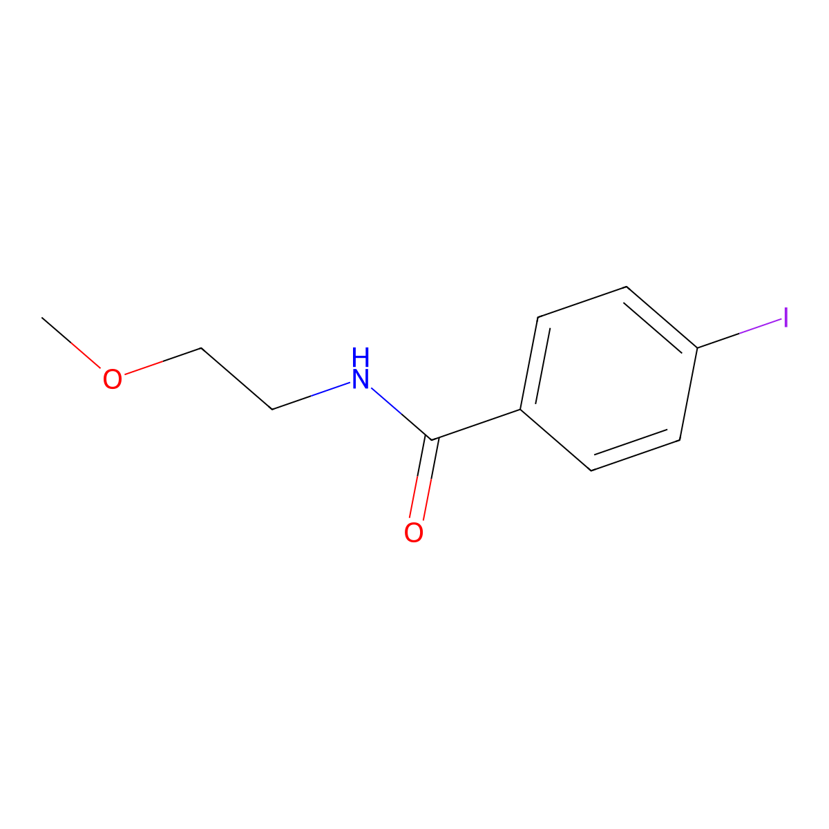4-iodo-N-(2-methoxyethyl)benzamide molecular structure, CAS 166959-55-3