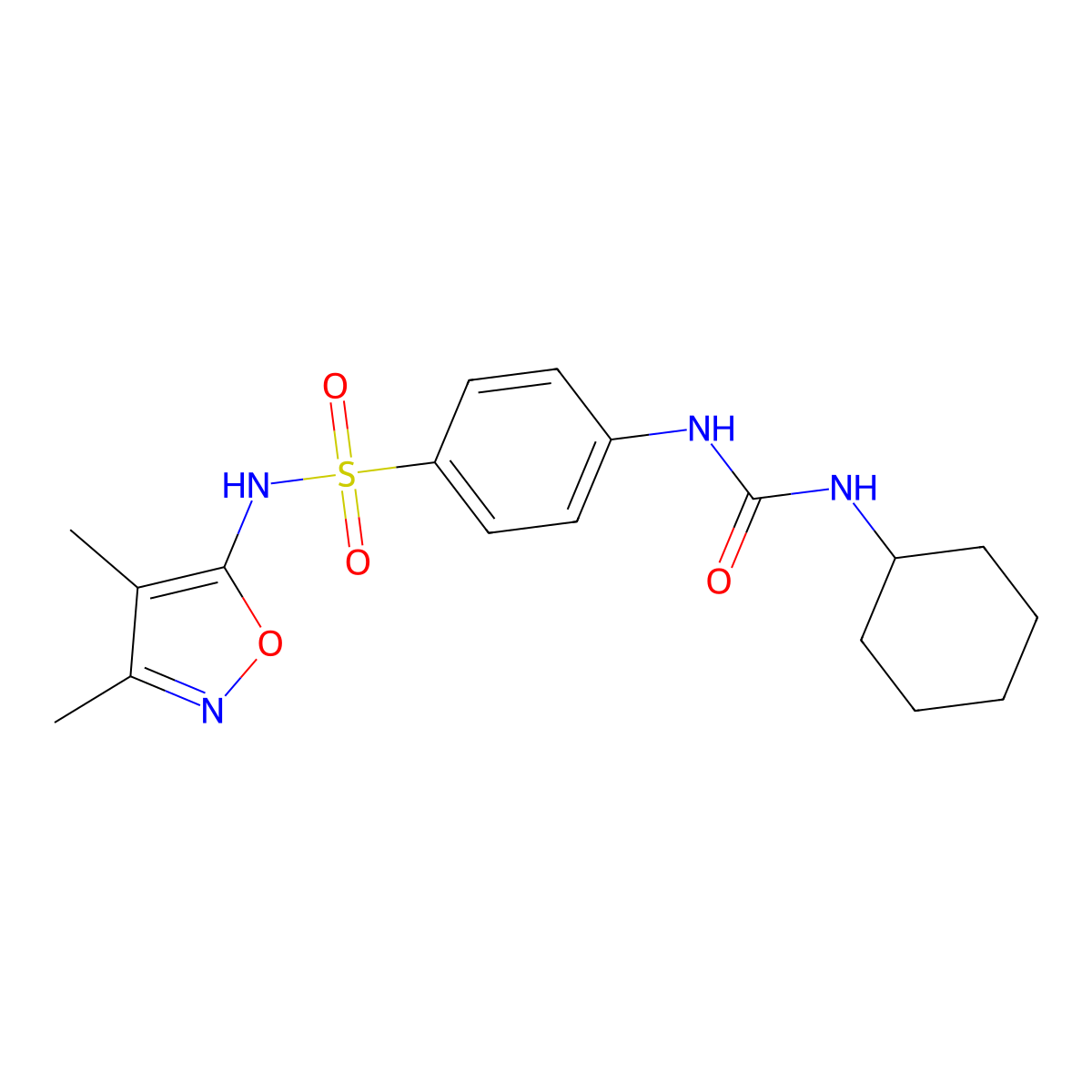 1-Cyclohexyl-3-[4-[(3,4-dimethyl-1,2-oxazol-5-yl)sulfamoyl]phenyl]urea molecular structure, CAS 166963-51-5