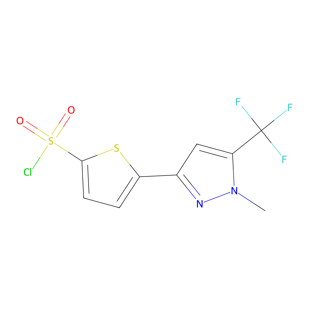 5-[1-Methyl-5-(Trifluoromethyl)-1H-Pyrazol-3-Yl]Thiophene-2-Sulfonyl Chloride molecular structure, CAS 166964-31-4