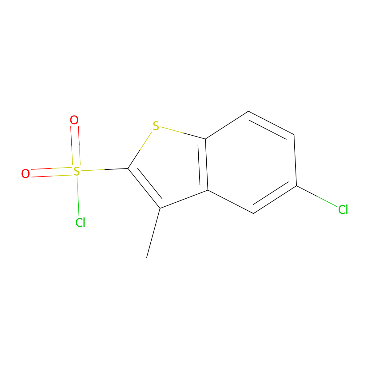 5-Chloro-3-methylbenzo(b)thiophene-2-sulfonyl chloride molecular structure, CAS 166964-33-6