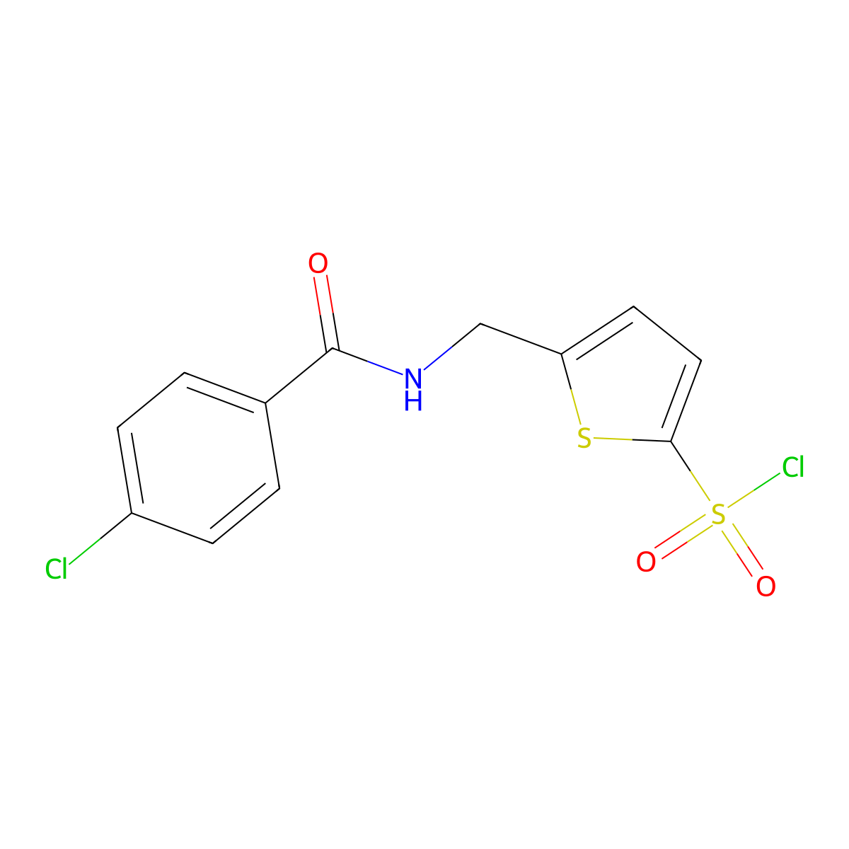 5-((4-Chlorobenzamido)methyl)thiophene-2-sulfonyl chloride molecular structure, CAS 166964-34-7