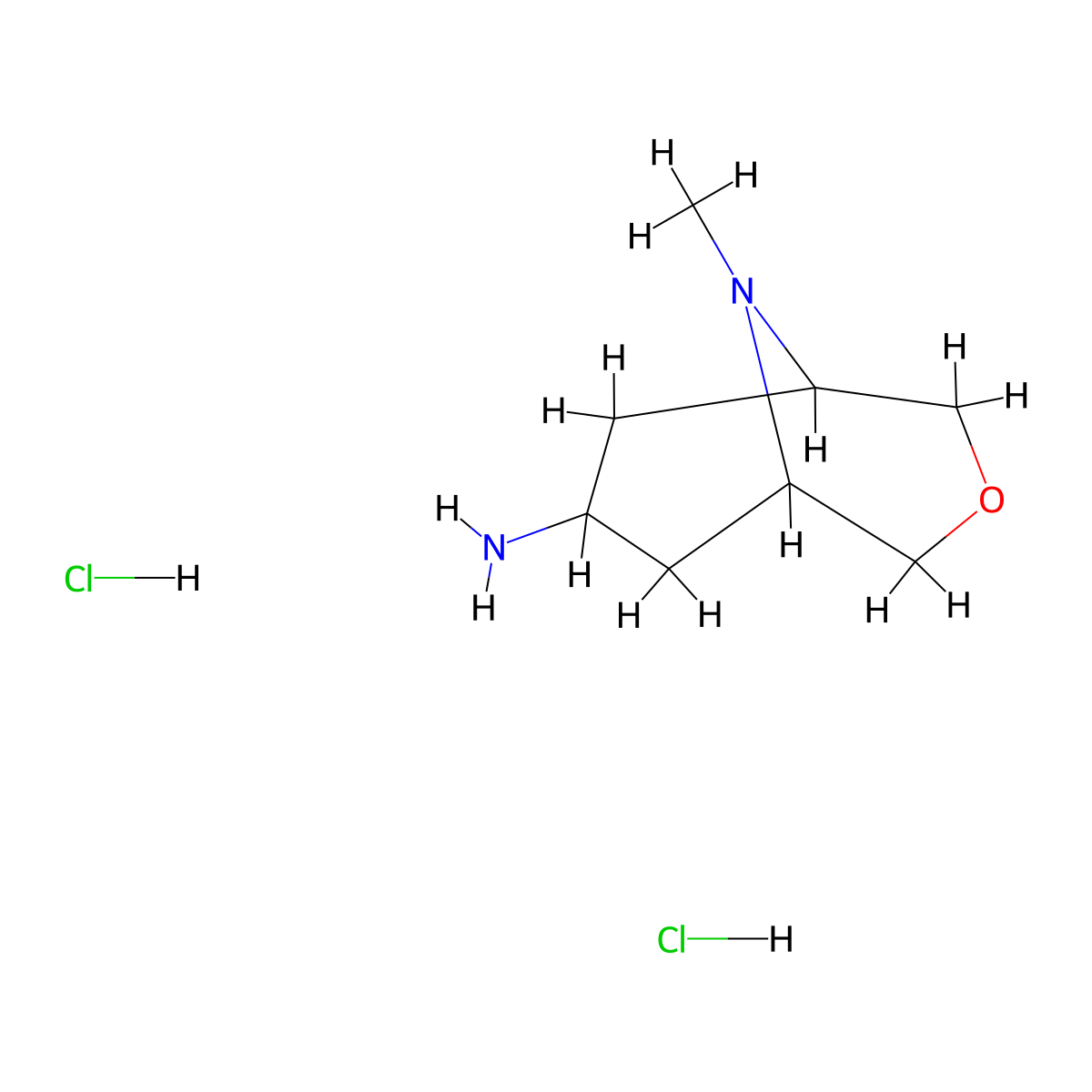 9-Methyl-3-oxa-9-azabicyclo[3.3.1]nonan-7-amine;dihydrochloride molecular structure, CAS 166973-07-5