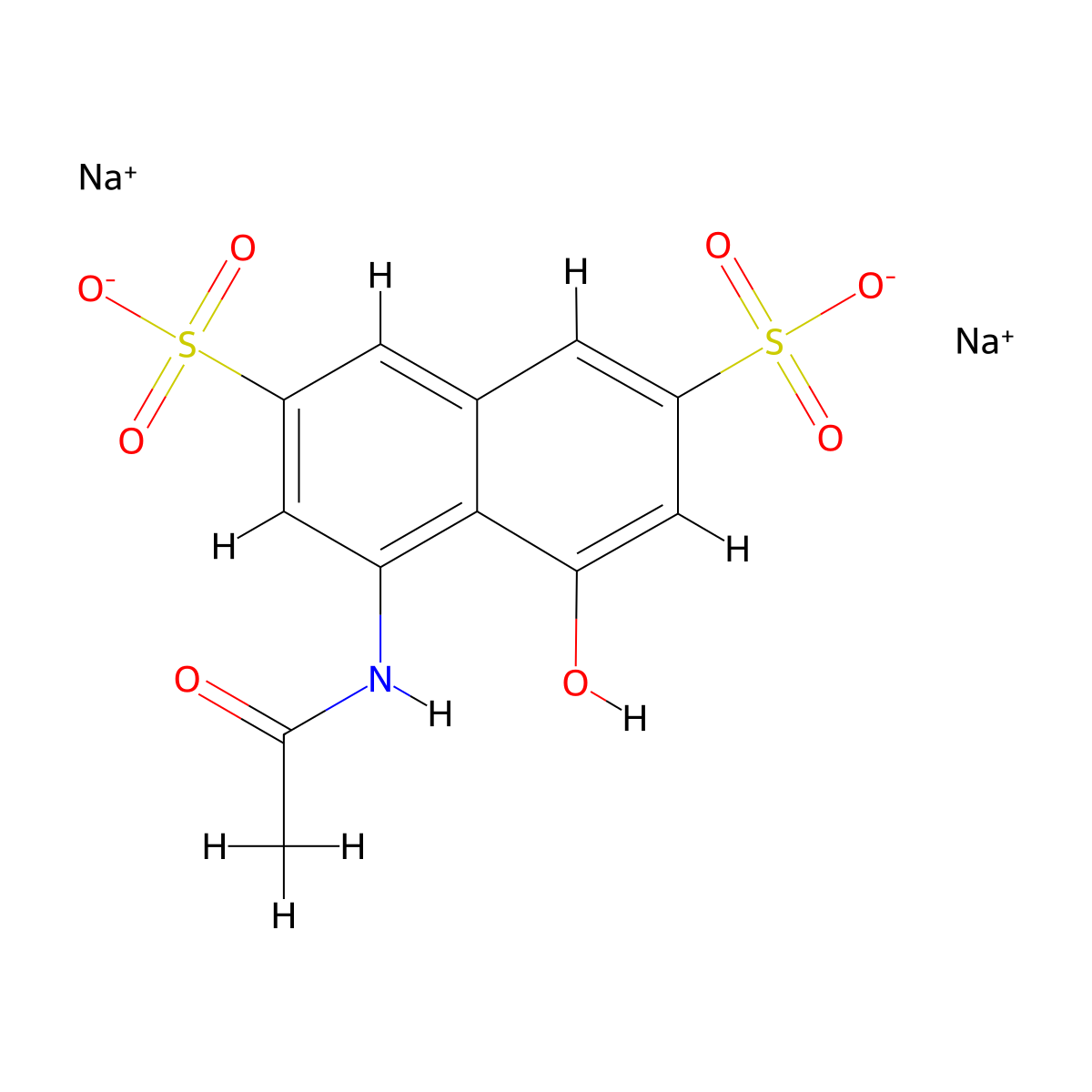 2,7-Naphthalenedisulfonic acid, 4-(acetylamino)-5-hydroxy-, sodium salt (1:2) molecular structure, CAS 16698-16-1
