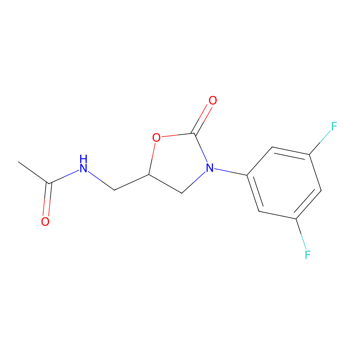 (S)-N-((3-(3,5-Difluorophenyl)-2-oxooxazolidin-5-yl)methyl)acetamide molecular structure, CAS 167010-30-2