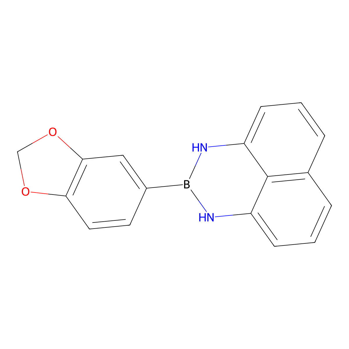2-(Benzo[D][1,3]dioxol-5-YL)-2,3-dihydro-1H-naphtho[1,8-DE][1,3,2]diazaborinine molecular structure, CAS 1670251-64-5