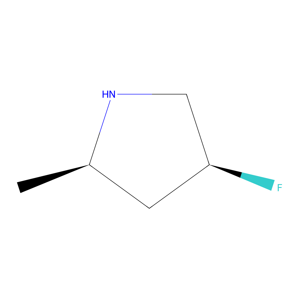 (2R,4S)-4-fluoro-2-methylpyrrolidine molecular structure, CAS 1670259-96-7