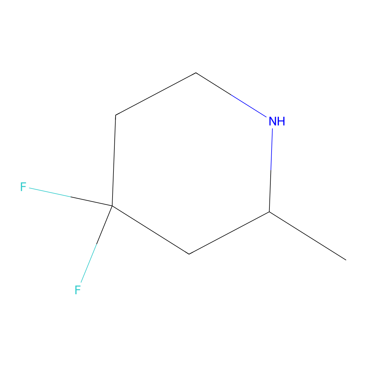 (2R)-4,4-Difluoro-2-methylpiperidine molecular structure, CAS 1670259-99-0