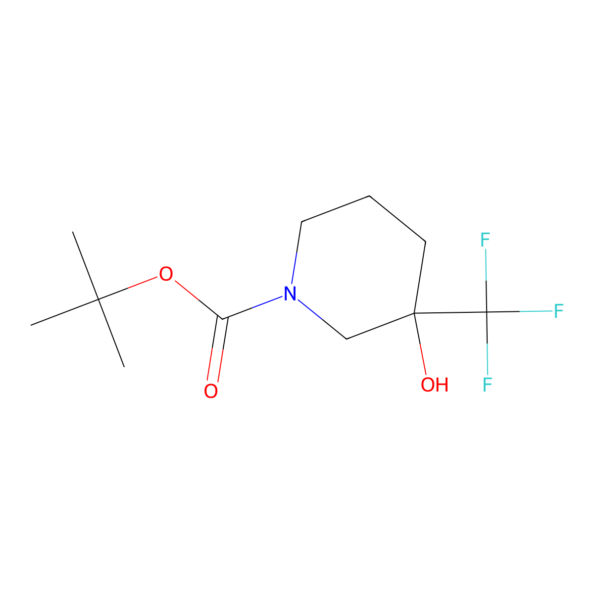 tert-Butyl (3S)-3-hydroxy-3-(trifluoromethyl)piperidine-1-carboxylate molecular structure, CAS 1670260-04-4