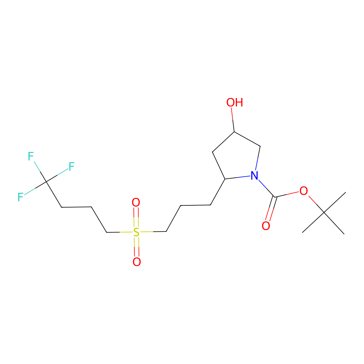 tert-Butyl (2R,4R)-4-hydroxy-2-(3-((4,4,4-trifluorobutyl)sulfonyl)propyl)pyrrolidine-1-carboxylate molecular structure, CAS 1670273-20-7