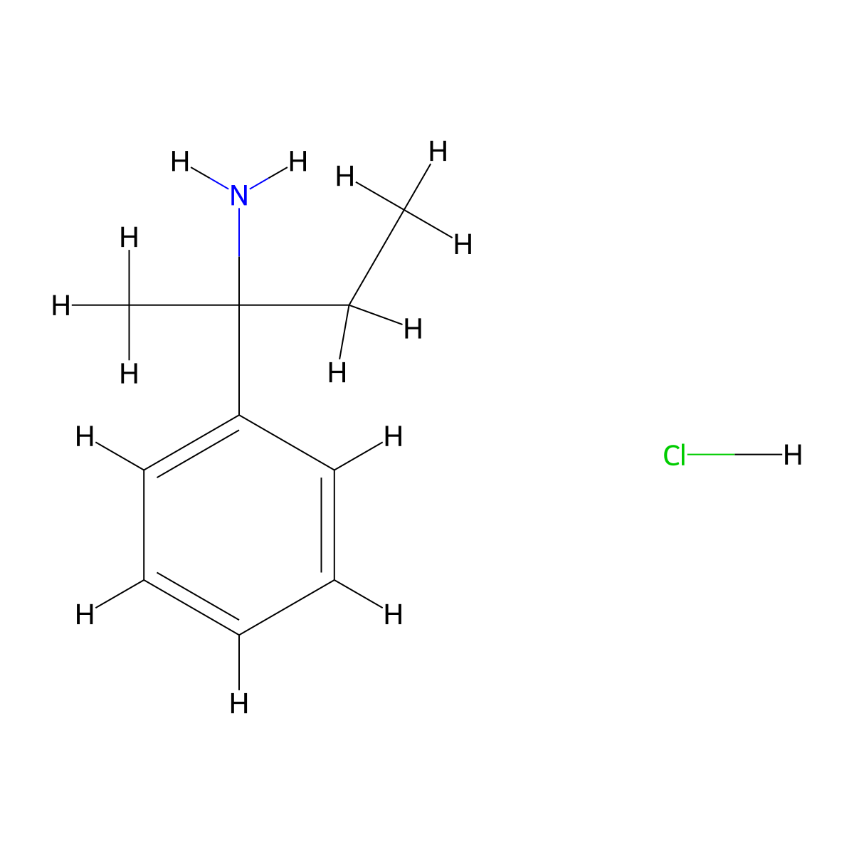 1-Methyl-1-phenylpropylamine hydrochloride molecular structure, CAS 16707-59-8