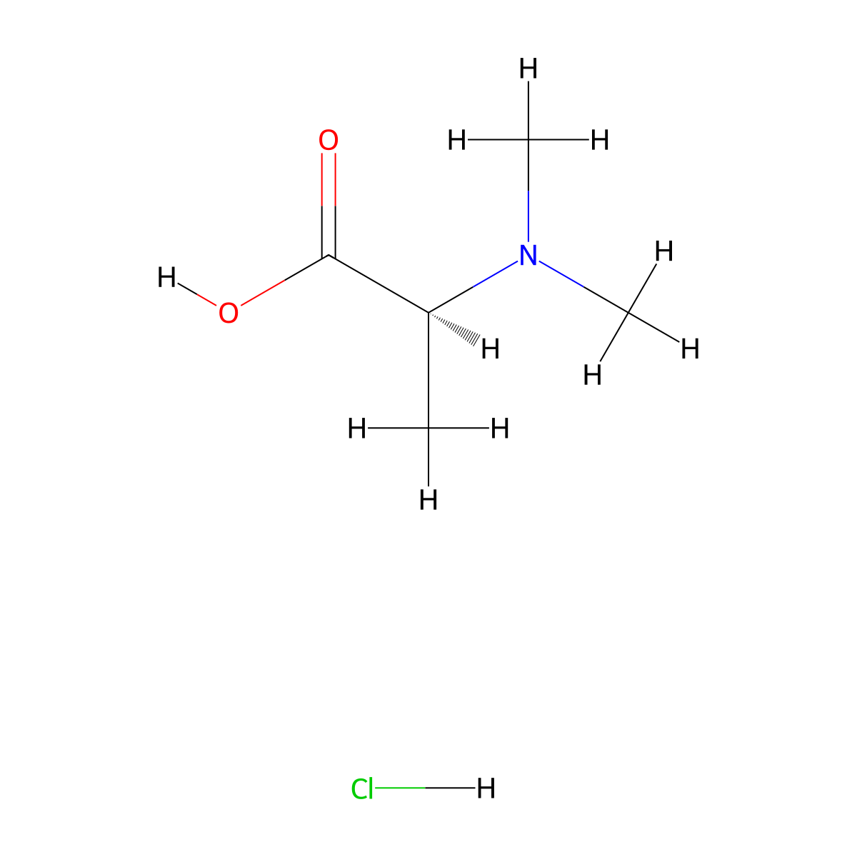 (2S)-2-(dimethylamino)propanoic acid hydrochloride molecular structure, CAS 16708-15-9
