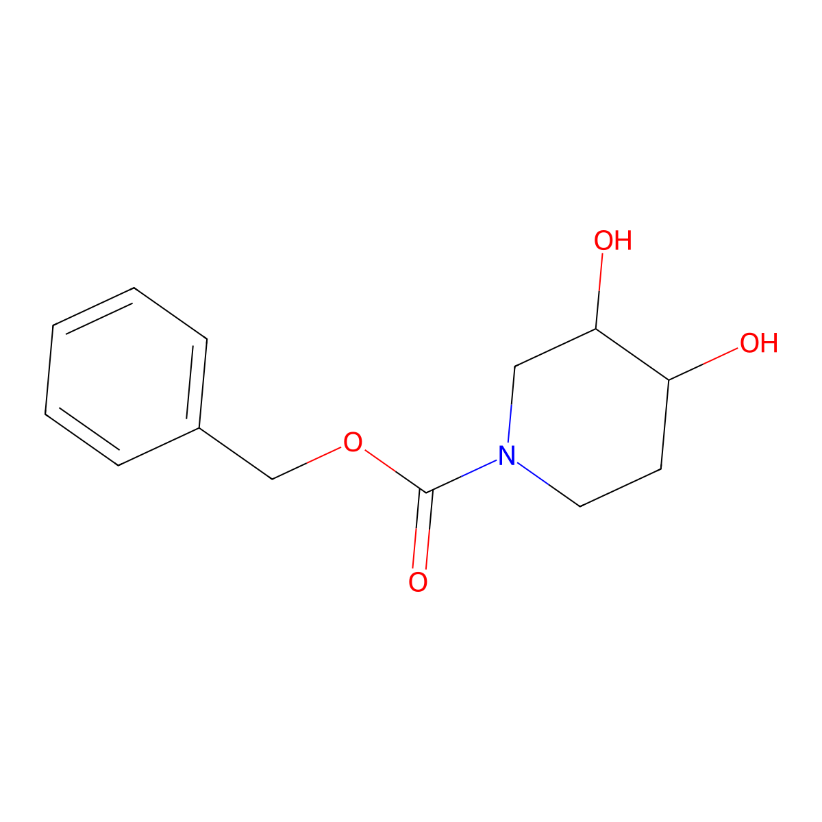 Benzyl (3S,4S)-3,4-dihydroxypiperidine-1-carboxylate molecular structure, CAS 167097-00-9
