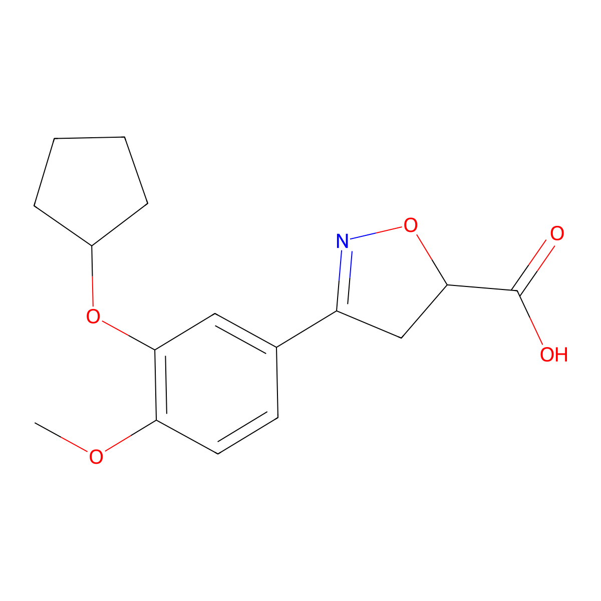 3-(3-(Cyclopentyloxy)-4-methoxyphenyl)-4,5-dihydroisoxazole-5-carboxylic acid molecular structure, CAS 167099-77-6