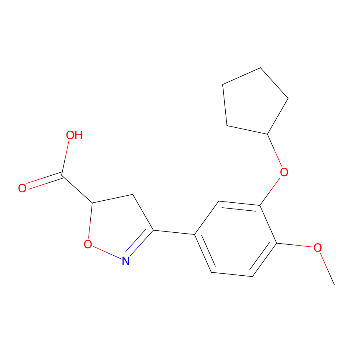 3-(3-(Cyclopentyloxy)-4-methoxyphenyl)-4,5-dihydroisoxazole-5-carboxylic acid molecular structure, CAS 167099-77-6