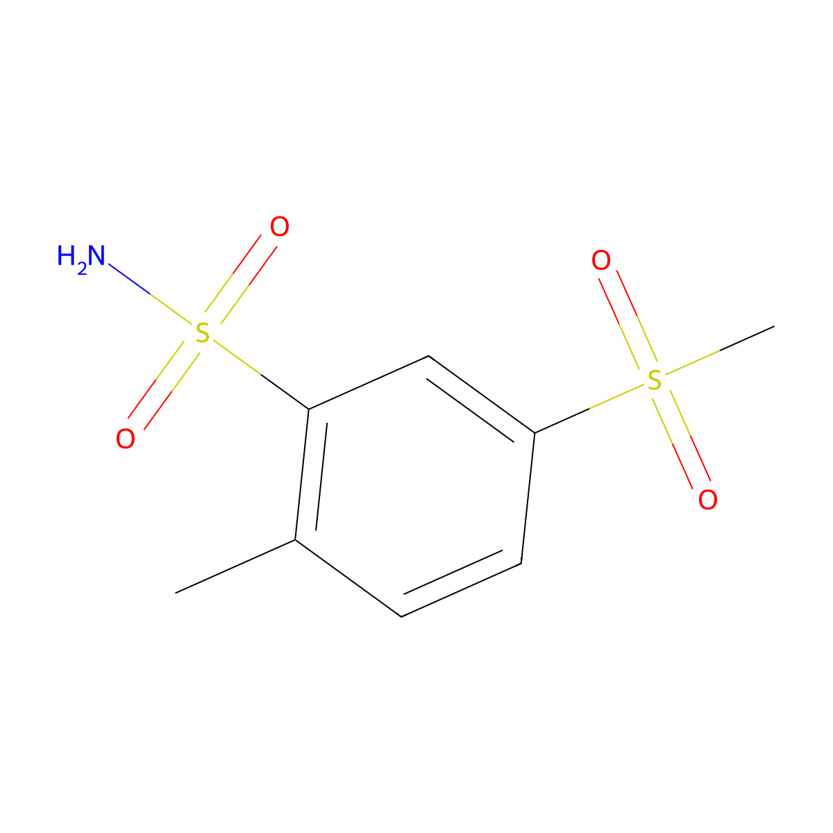 2-Methyl-5-(methylsulfonyl)benzenesulfonamide molecular structure, CAS 1671-20-1