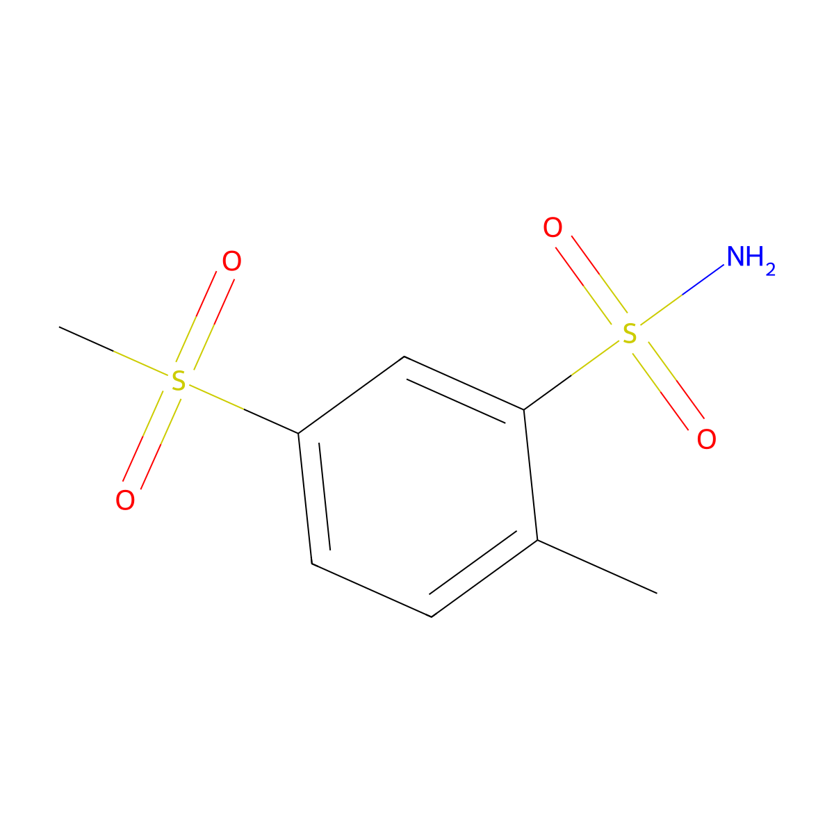 2-Methyl-5-(methylsulfonyl)benzenesulfonamide molecular structure, CAS 1671-20-1