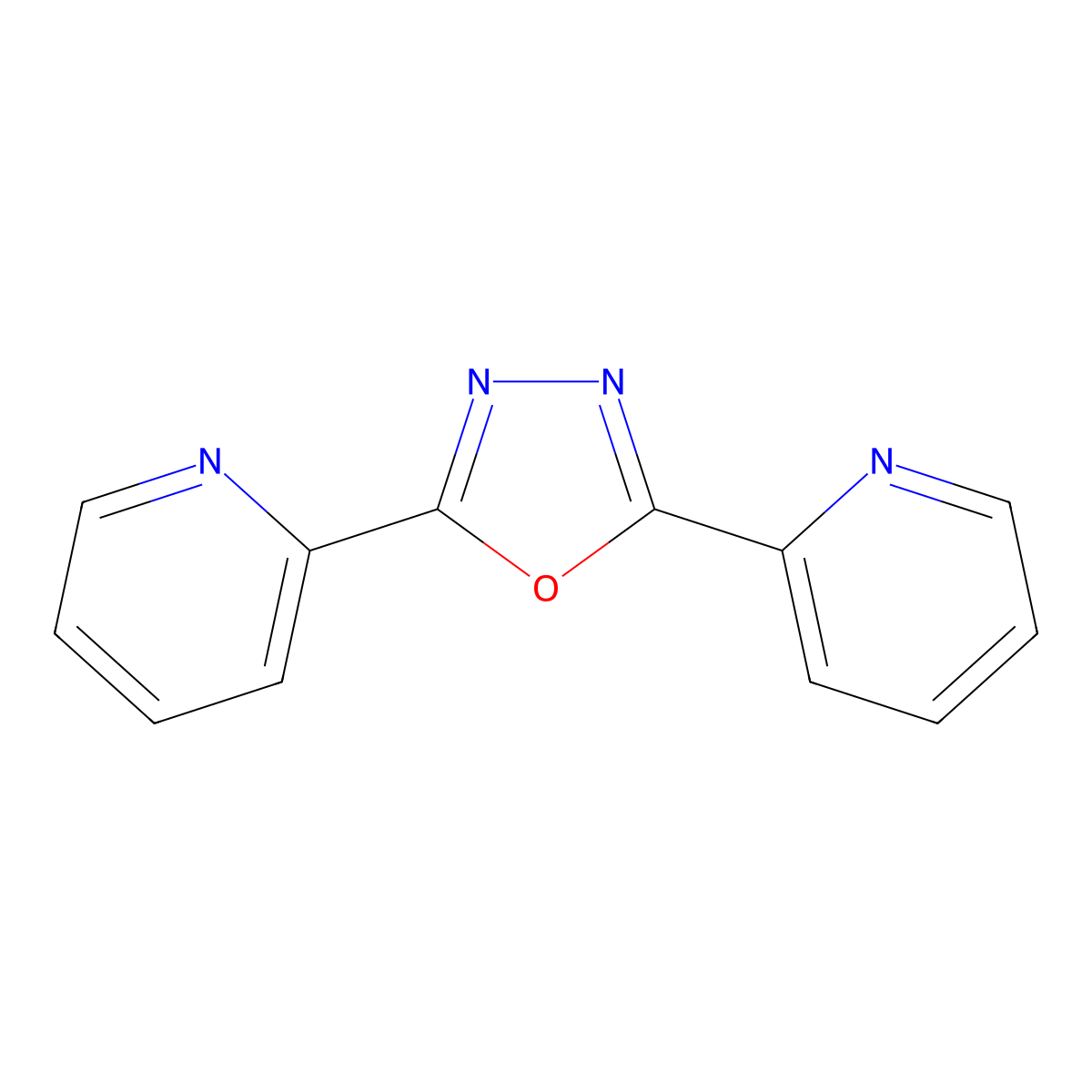 2,5-Bis(2-pyridyl)-1,3,4-oxadiazole molecular structure, CAS 1671-89-2
