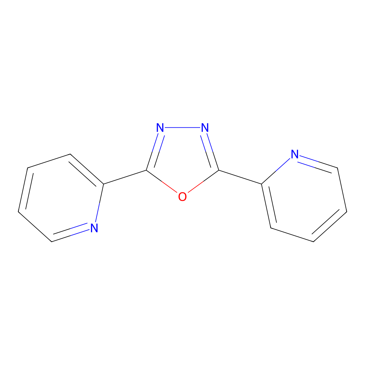 2,5-Bis(2-pyridyl)-1,3,4-oxadiazole molecular structure, CAS 1671-89-2