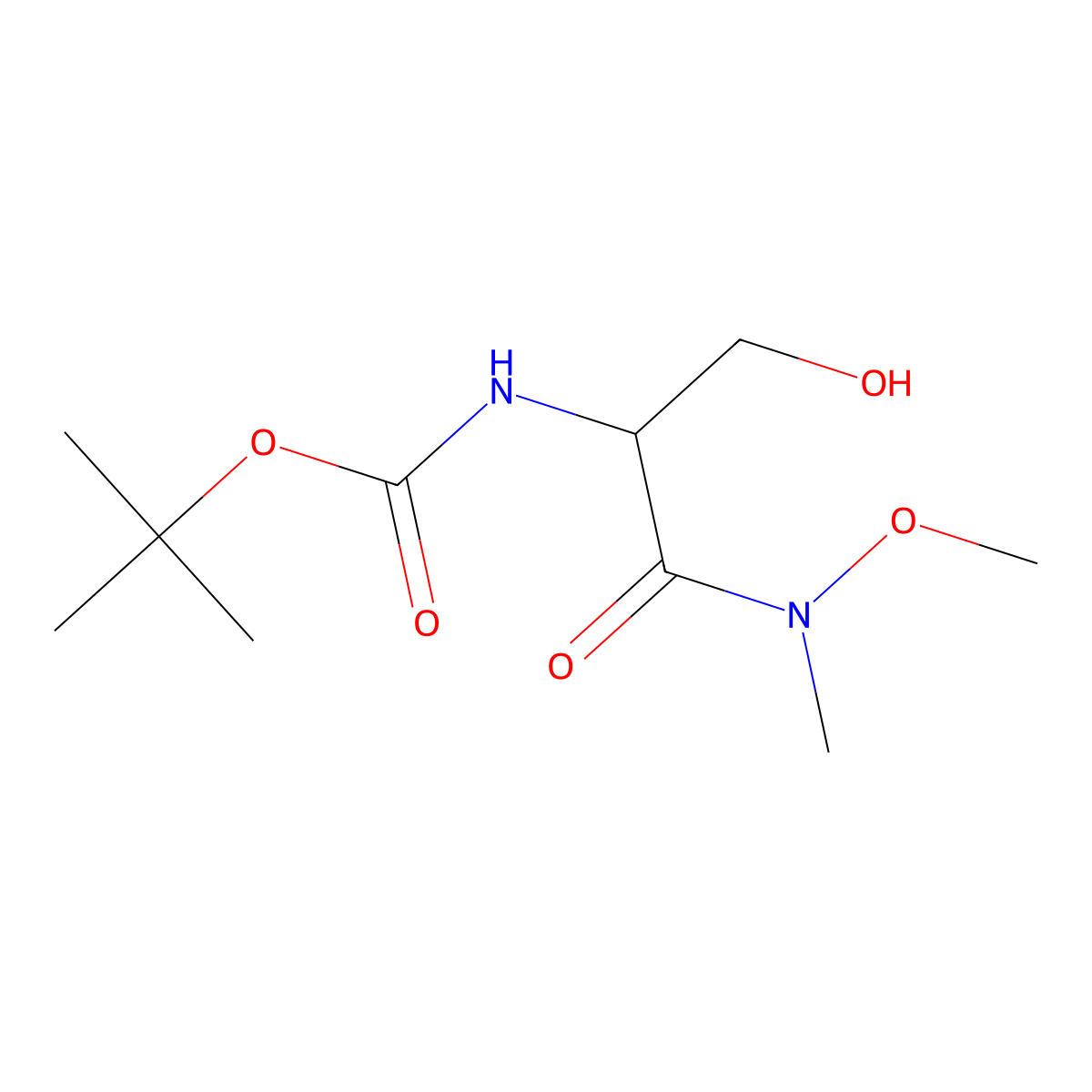 (R)-tert-Butyl (3-hydroxy-1-(methoxy(methyl)amino)-1-oxopropan-2-yl)carbamate molecular structure, CAS 167102-61-6