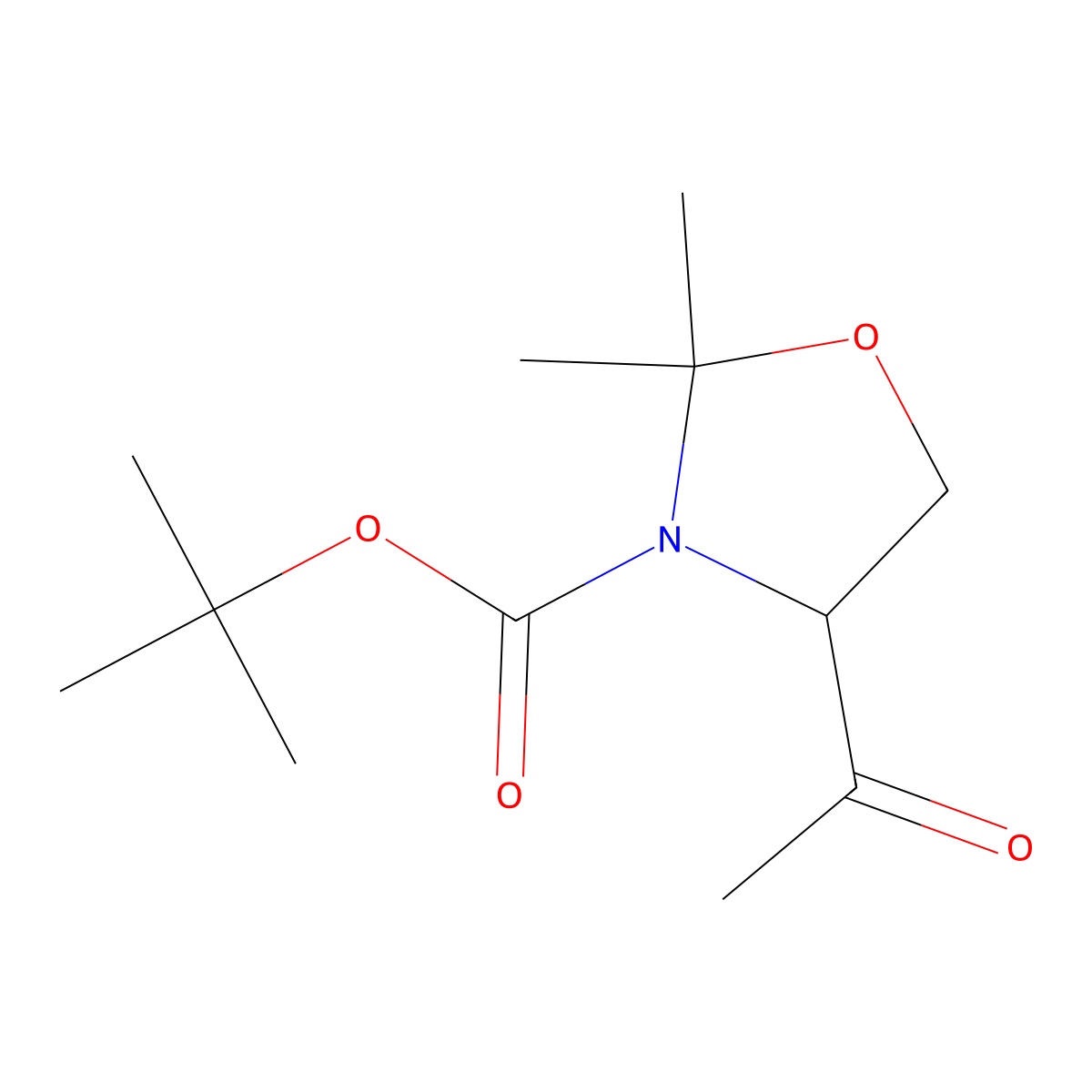 (R)-Tert-butyl 4-acetyl-2,2-dimethyloxazolidine-3-carboxylate molecular structure, CAS 167102-63-8