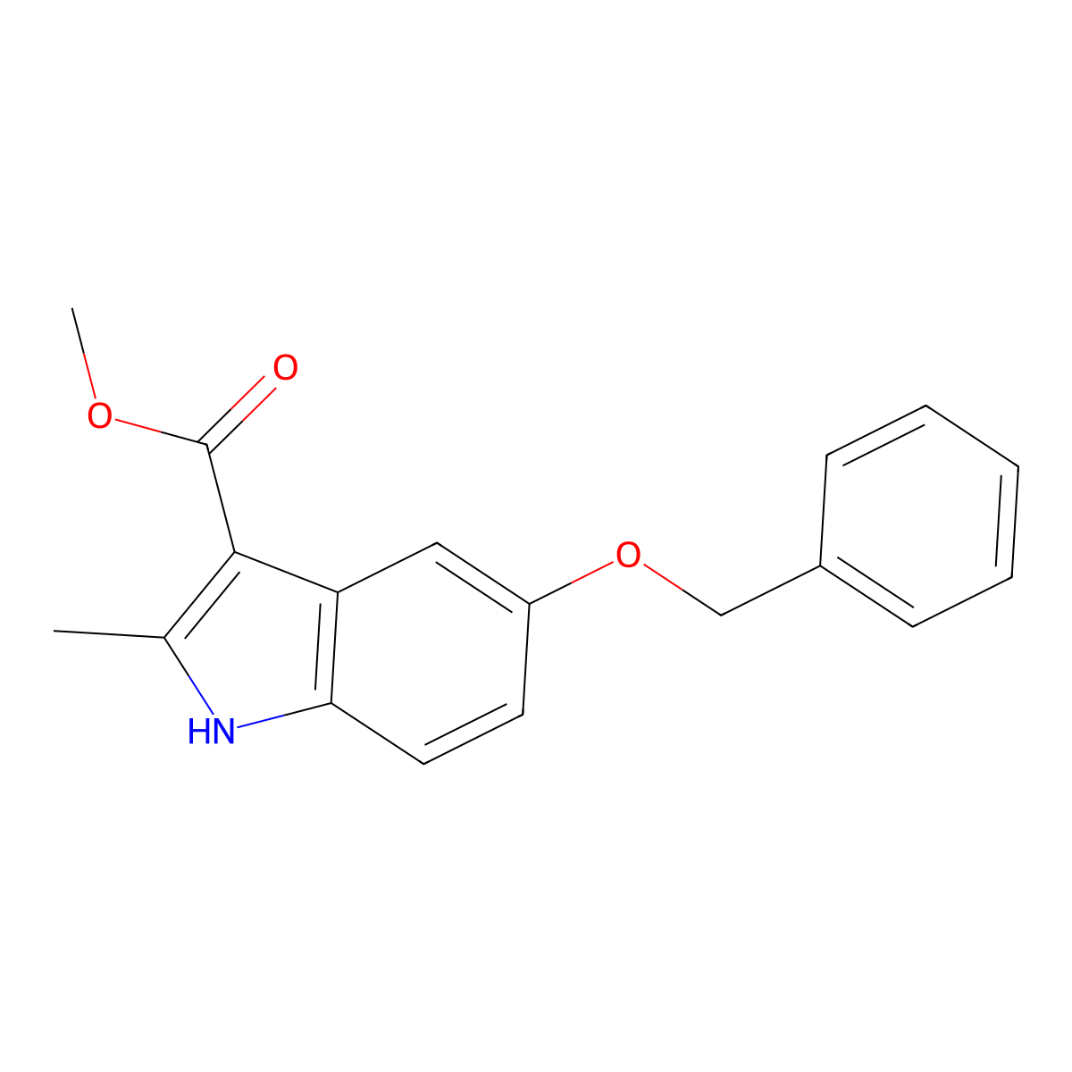 Methyl 5-(benzyloxy)-2-methyl-1H-indole-3-carboxylate molecular structure, CAS 1671064-19-9