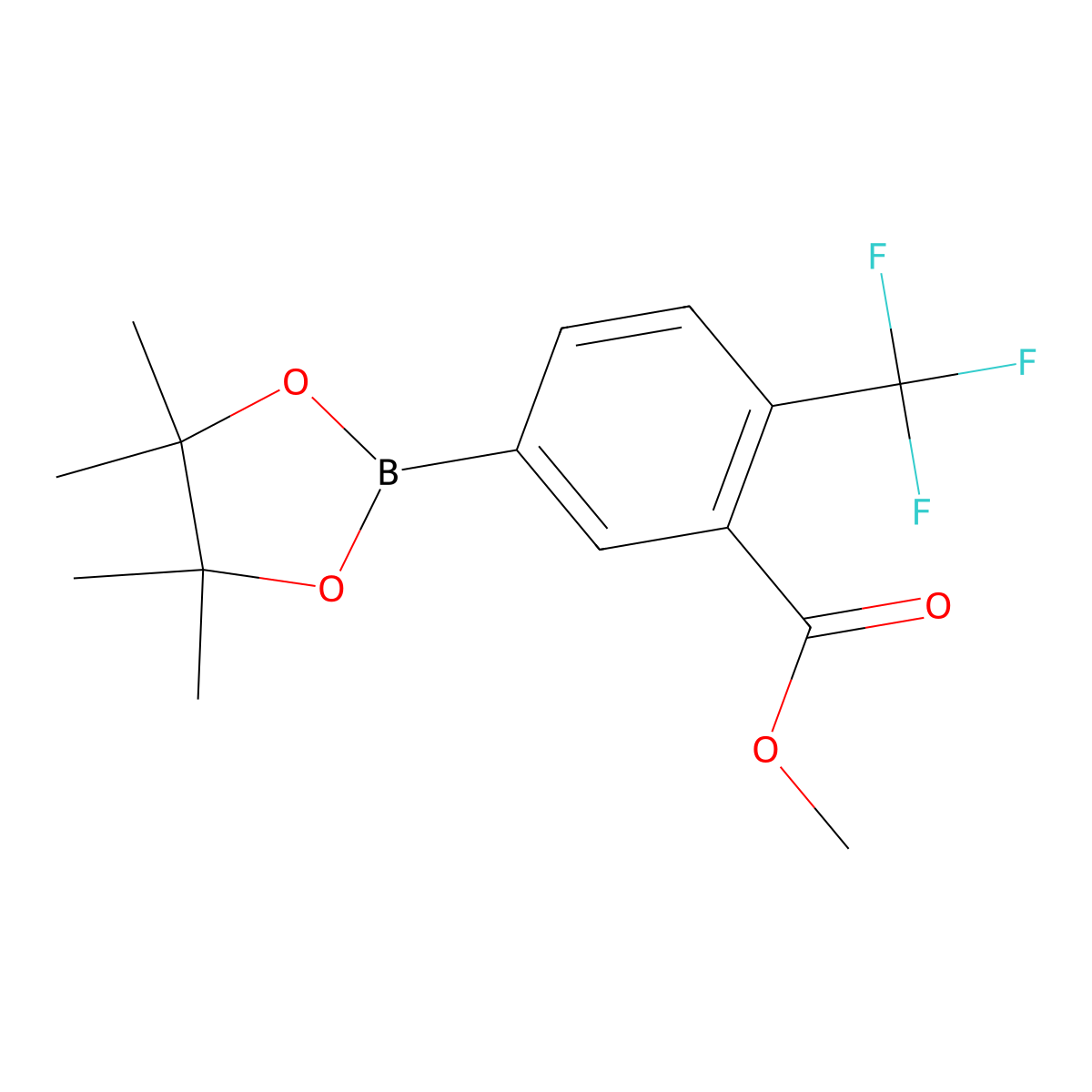 Methyl 5-(4,4,5,5-tetramethyl-1,3,2-dioxaborolan-2-yl)-2-(trifluoromethyl)benzoate molecular structure, CAS 1671078-38-8