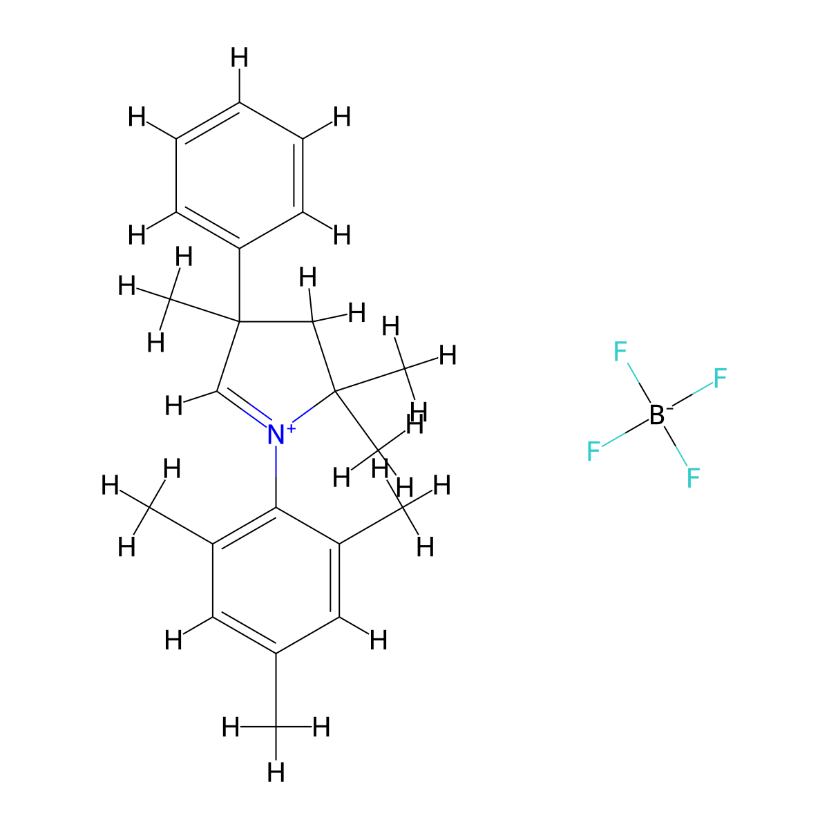 1-Mesityl-2,2,4-trimethyl-4-phenyl-3,4-dihydro-2H-pyrrol-1-ium tetrafluoroborate molecular structure, CAS 1671098-42-2