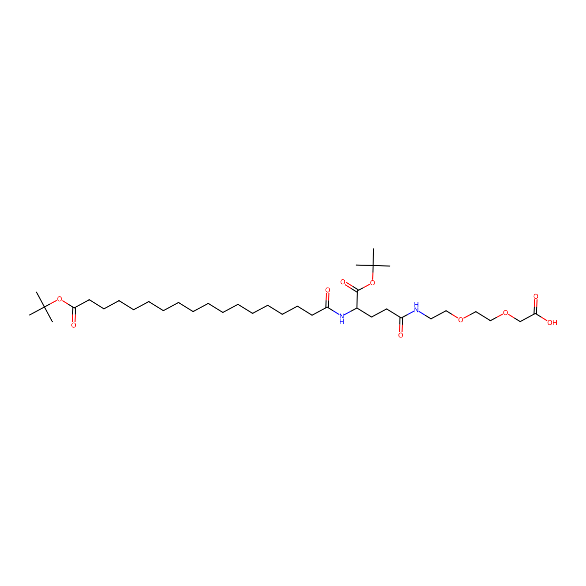 (S)-13-(tert-Butoxycarbonyl)-34,34-dimethyl-10,15,32-trioxo-3,6,33-trioxa-9,14-diazapentatriacontanoic acid molecular structure, CAS 1671100-14-3