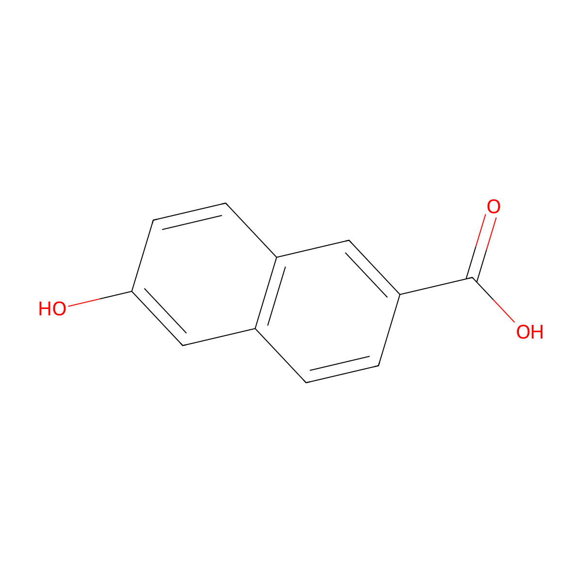 6-Hydroxy-2-naphthoic acid molecular structure, CAS 16712-64-4